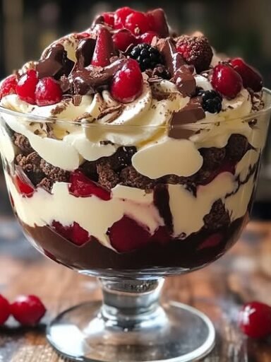 Easy Homemade Black Forest Brownie Trifle