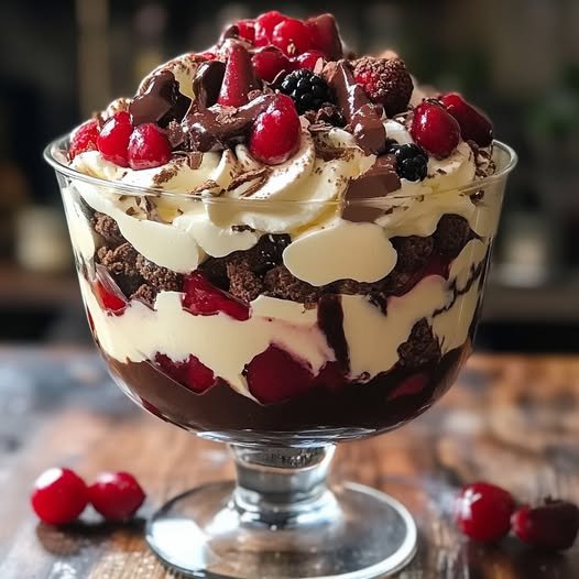 Easy Homemade Black Forest Brownie Trifle