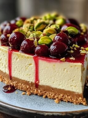 Lemon Lime Cherry Pistachio Cheesecake